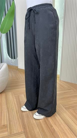 Siyah Mois Dokulu Bol Paça Pantolon