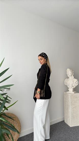 Flavi Kuşaklı Siyah Blazer Ceket