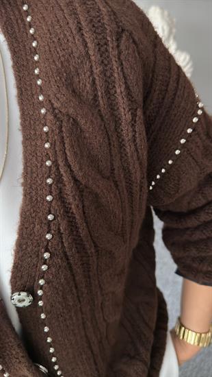 Kahve Tws Model Zımbalı Hırka