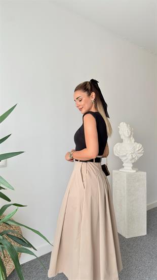 Brek Zra Model Kemerli Kontrast Elbise