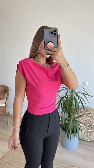 Yanı Fermuarlı Pembe Bluz 