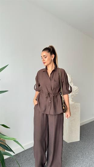 Kahve Breva Bel Büzgülü Tensel Takım