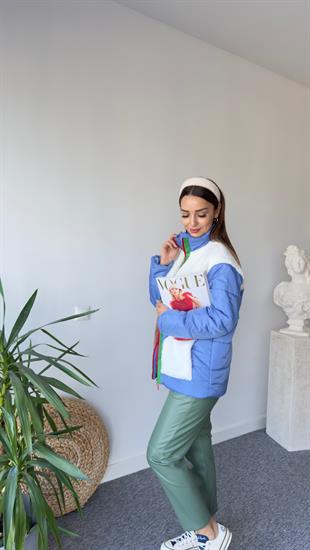 Lendi Peluş Detaylı Mavi Tasarım Mont