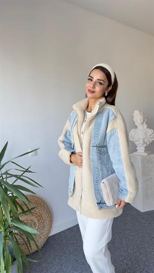 Salaş Kot Garnili Peluş Mont