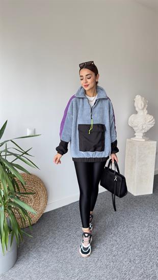 Kanguru Cep Detaylı Peluş Sweat