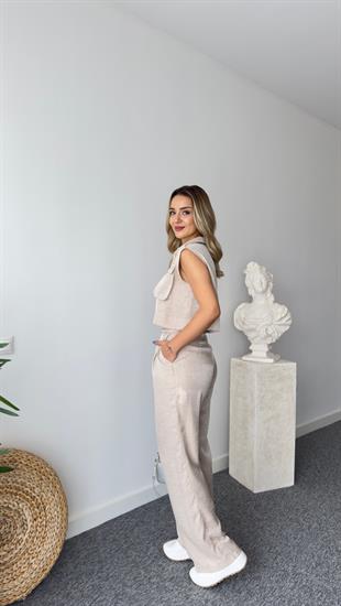 Gjen Fermuarlı Bej İkili Takım 