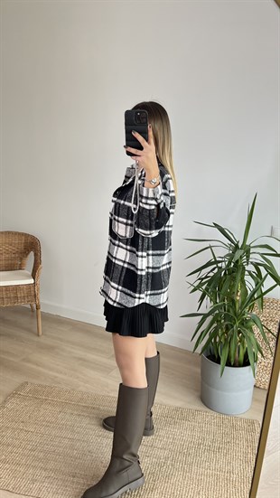 Zara Model Taş Detaylı Ekose Ceket