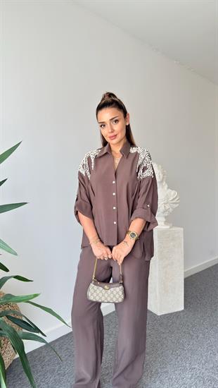 Kahve Ruja İncili Tasarım Takım