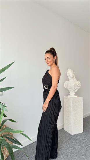 Kolsuz Usez Siyah Bluz Pantolon Takım