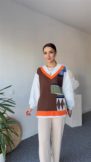Sheri Tws Model Garnili Kahve Sweat