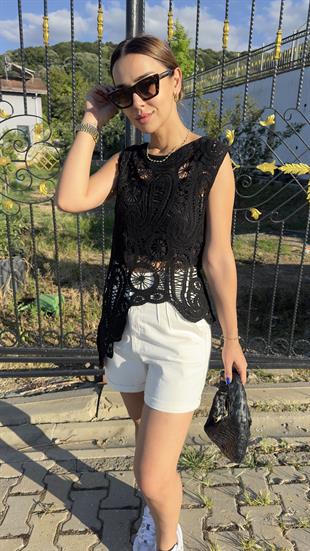 Marka Model Siyah Dantel Bluz 
