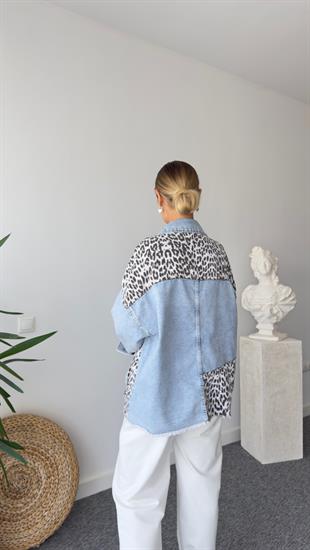 Elmer Leopar Garnili Denim Ceket