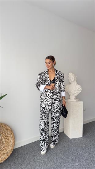 Wayne Sırt Etiket Detaylı Zebra Blazer 