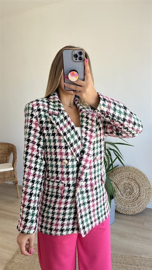 Renkli Tüvit Blazer Ceket 