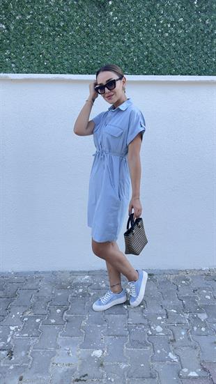 Kısa Kol Cepli Tensel Elbise