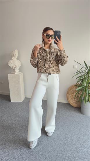 Heris Leopar Desen Gabardin Ceket