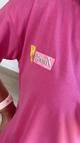 Sırtı Tweety Baskılı Pembe Tshirt
