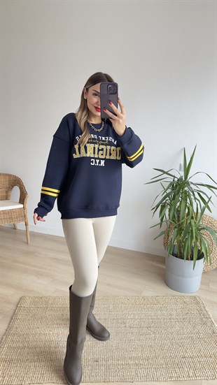 Original Baskı Lacivert Sweat