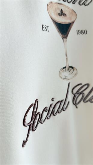 Martini Yazılı Ekru Sweatshirt