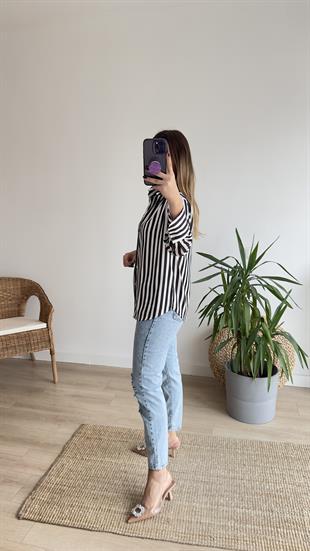 Zra Model Siyah Çizgili Gömlek 