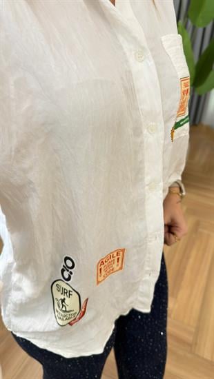 Beyaz Holie Tws Model Nakış Detaylı Gömlek