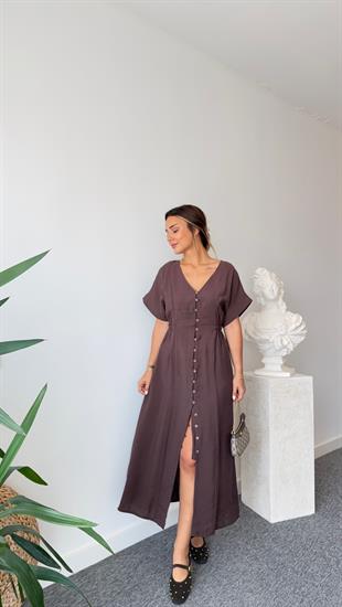 Kahve Voul Zra Model Tensel Elbise