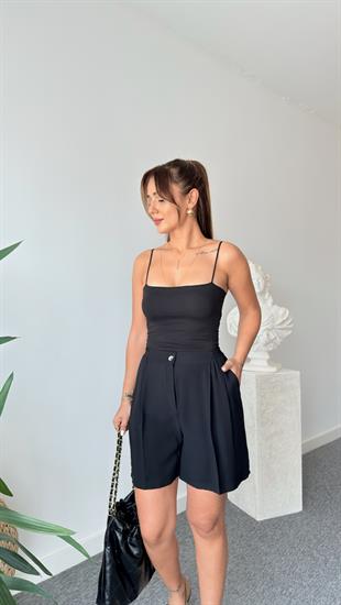İnce Askılı Siyah Crop