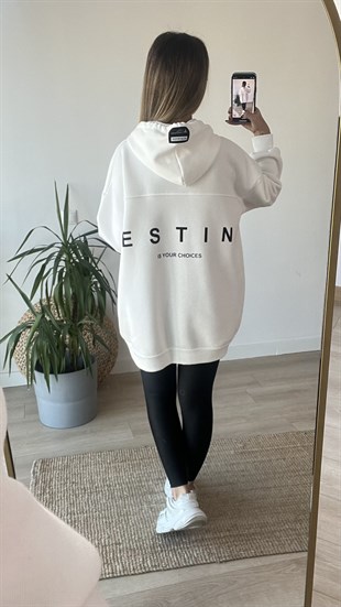 Sırtı Destıny Yazı Detaylı Ekru Sweat