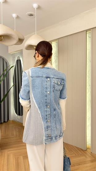 Parlice Sırt Kot Garnili Tasarım Premium Blazer