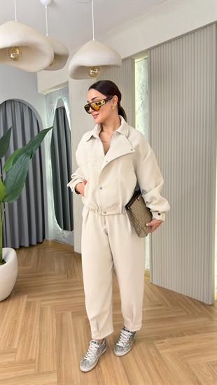 Bej Lida Premium Astarlı Ceket Pantolon Takım