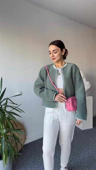 Biyeli Mint Yeşili Astarlı Ceket