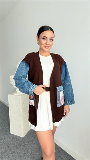 Kahve Liesta Kot Garnili Hırka