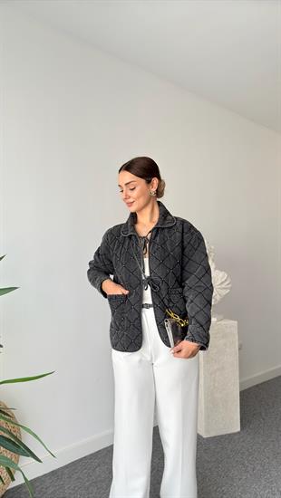 Zra Model Taş Detaylı Kapitone Jean Ceket