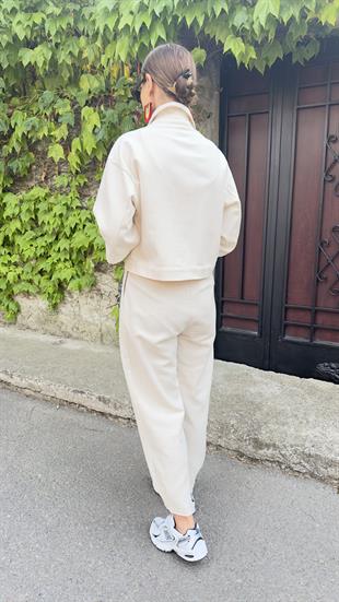 Paça Düğmeli Keten Pantolon