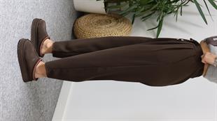 Kahve Lucka Pileli Şalvar Model Pantolon