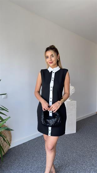 Zra Model Şerit Detaylı Siyah Elbise 