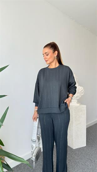 Siyah Jera Taşlı Modal Takım