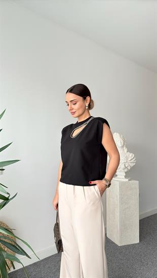 Orj Model Damla Taş İşlemeli Tshirt