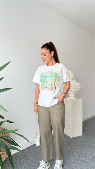 Amalfi Baskılı Beyaz Tshirt