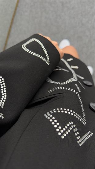 Riba Taş Detaylı Tasarım Siyah Blazer