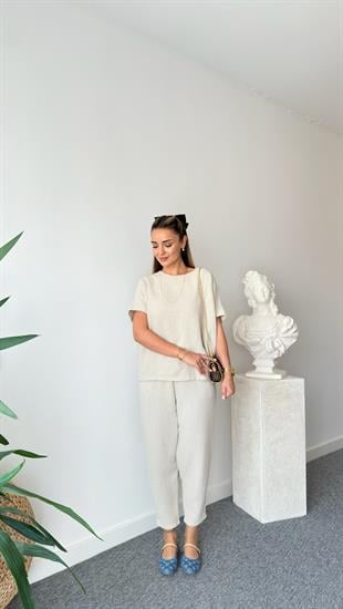 Jaker Taş Rengi Keten Salaş Takım ( ÖN SİPARİŞ ÜRÜNÜ )