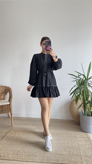 Luci Zra Model Siyah Poplin Elbise 