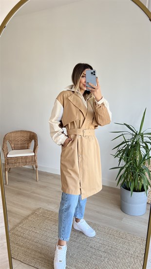 Garnili Camel Tasarım Trenchcoat