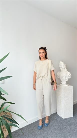 Jaker Taş Rengi Keten Salaş Takım ( ÖN SİPARİŞ ÜRÜNÜ )