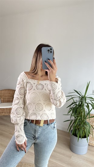 Tasarım Bej Fisto Bluz 