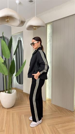 Melona Şerit Detaylı Paraşüt Ceketli Üçlü Takım