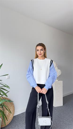 Pedre Kollar Gömlek Detay İnce Ekru Sweat