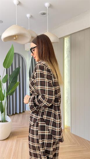 Bej Ekoseli Janis Kahve Gömlek