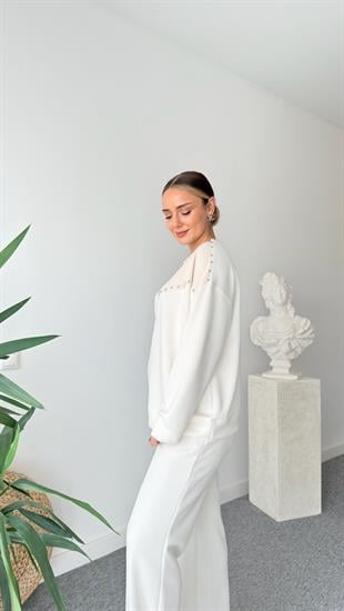 Drop Çakımlı Ekru Modal Sweat