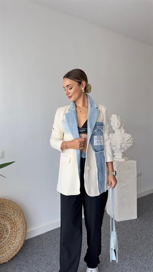 Degra Kot Garnil Ekru Blazer Ceket
